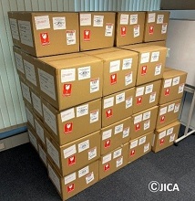 55 carton boxes containing donated drinking cups